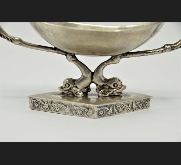 Muzealna solniczka srebro 12 łut, Bursztyn / Barsztyn ok. 1820 r.