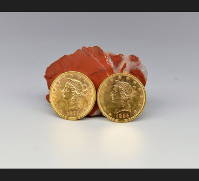 2 szt. złote monety, 10 $ Coronet Head / Eagle 1894 / 1895 r.