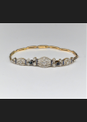 Art Deco, bransoleta Paryż złoto / diamenty / szafiry, lata 20/30. XX w.
