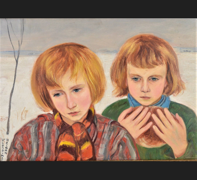 Wlastimil Hofman, "Dzieci", olej / sklejka, lata 30. XX wieku