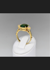 Złoty pierścionek z fantastycznym oliwinem i brylantami