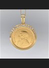 De Luxe ! Medalion Krugerrand + złoto 750, brylanty G-H / VS !