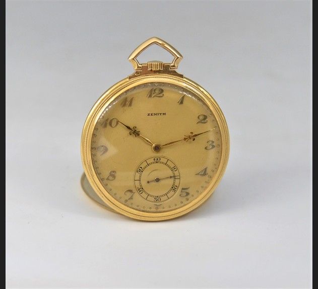 Zenith, złoty zegarek kieszonkowy Art Deco