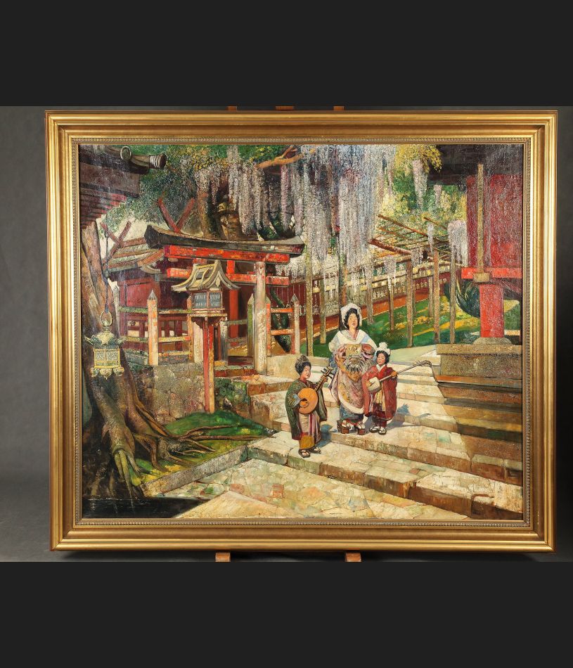 Gyula Tornai (1861-1928), "Garden in Kyoto", olej/płótno 140 x 163 cm!