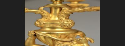 Para kandelabrów / lamp Ludwik XV, brąz złocony XIX wiek